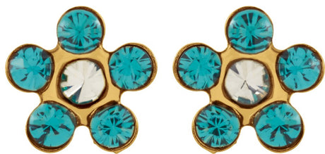 14K Yellow Imitation Teal Zircon Inverness® Piercing Earrings