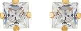 14K Yellow 3 mm Square Imitation White Cubic Zirconia Piercing Stud Earrings