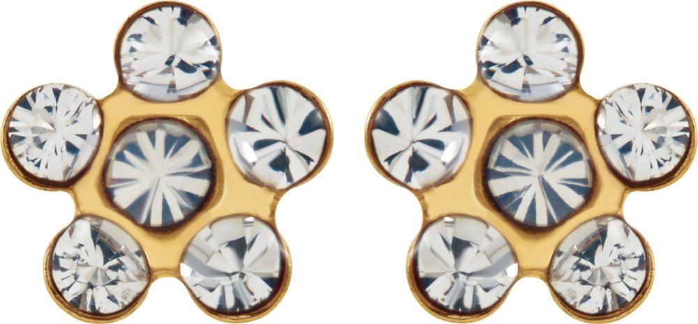 14K Yellow Imitation Diamond Inverness® Piercing Earrings