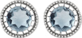 14K White Natural Aquamarine Stud Earrings