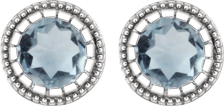 14K White Natural Aquamarine Stud Earrings