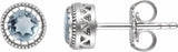 14K White Gold Natural Aquamarine Stud Earrings