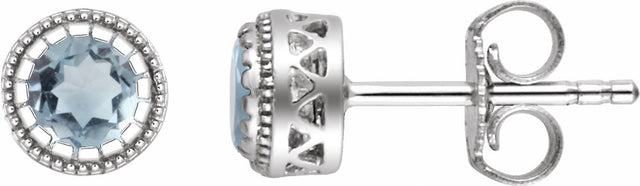 14K White Gold Natural Aquamarine Stud Earrings