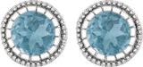 14K White Natural Swiss Blue Topaz Stud Earrings