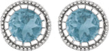 14K White Natural Swiss Blue Topaz Stud Earrings