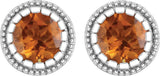 14K White Natural Citrine Stud Earrings