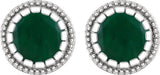 14K White Gold Natural Emerald Stud Earrings