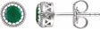 14K White Gold Natural Emerald Stud Earrings