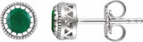 14K White Gold Natural Emerald Stud Earrings