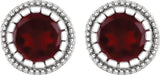 14K White Natural Garnet Stud Earrings