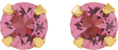 24K Gold-Plated Stainless Steel Imitation Pink Tourmaline Inverness® Piercing Earrings  