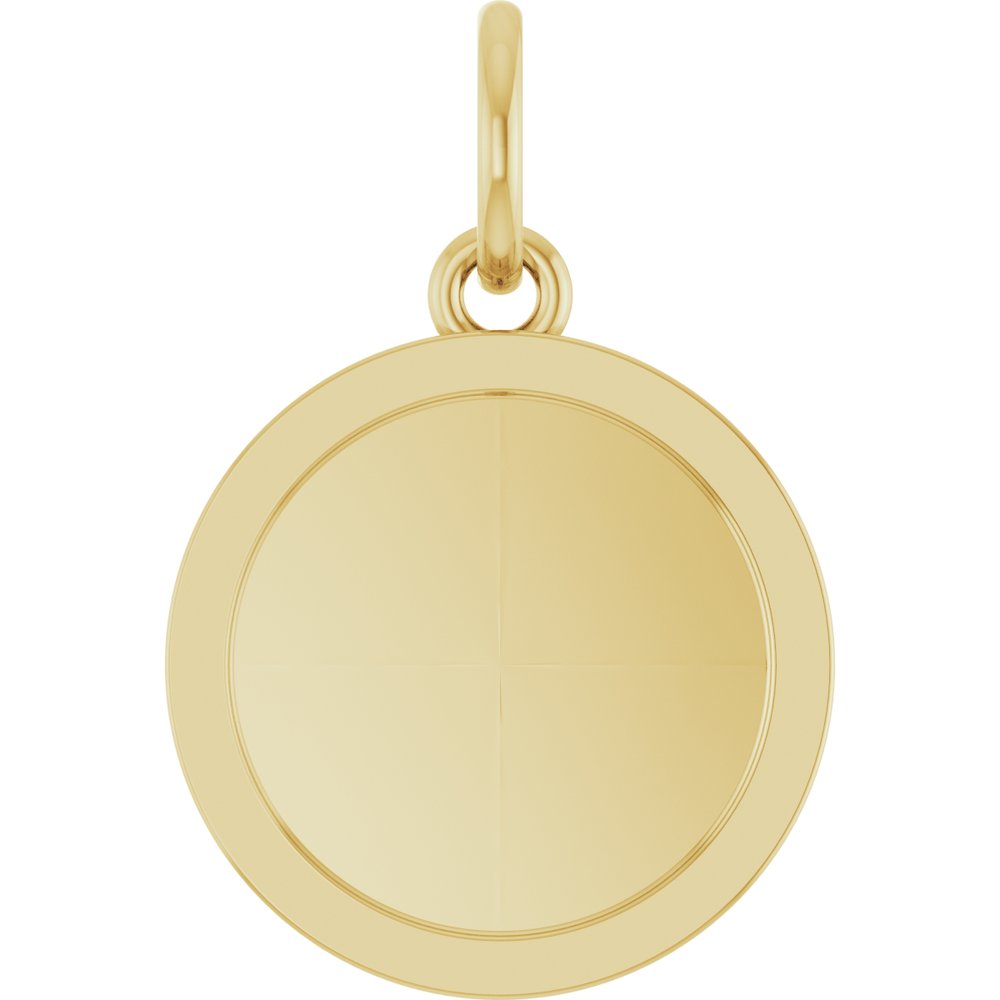 14K Yellow Gold Engravable Round Pendant
