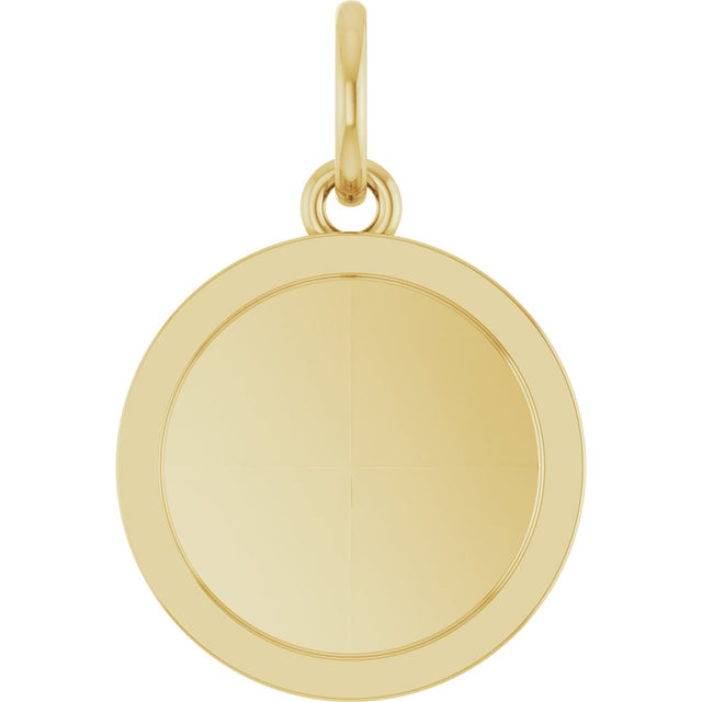 14K Yellow Gold Engravable Round Pendant
