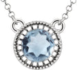 14K White Natural Aquamarine "March" 18" Birthstone Necklace