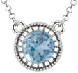 14K White Natural Swiss Blue Topaz "December" 18" Birthstone Necklace