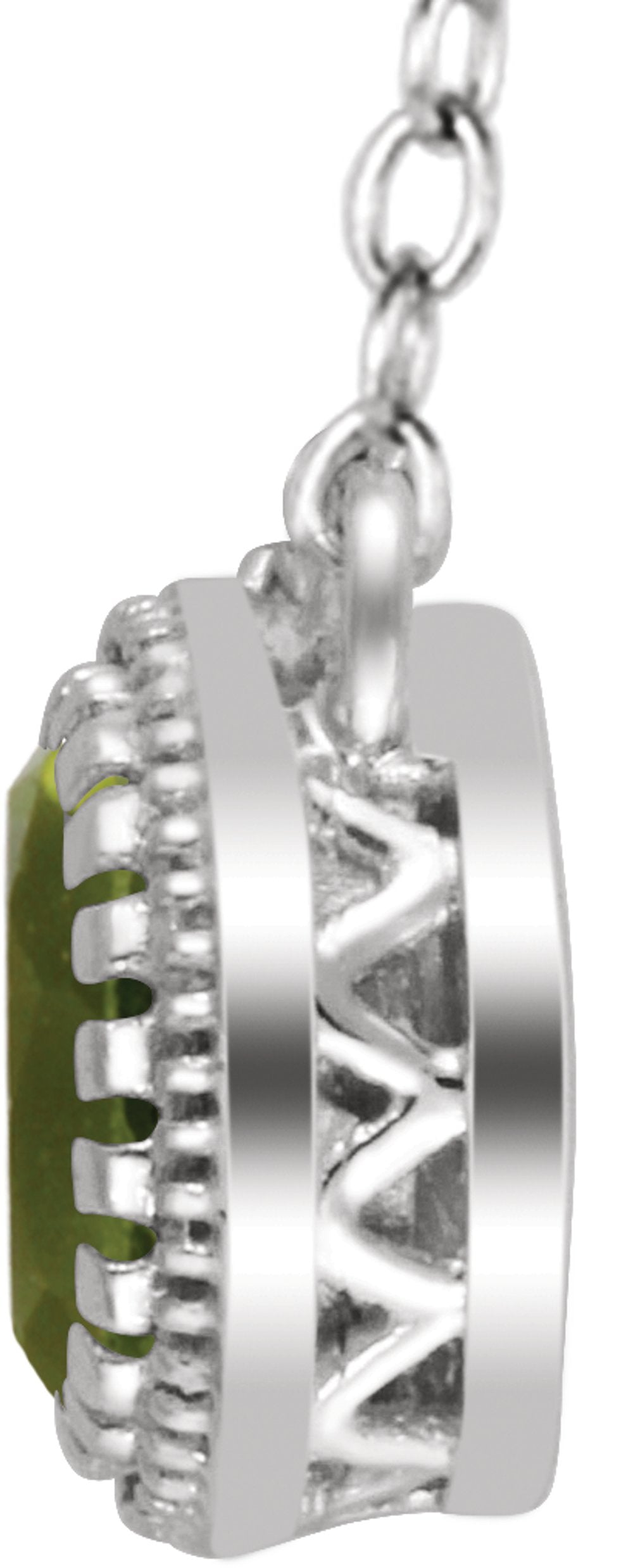 14K White Natural Peridot "August" 18" Birthstone Necklace