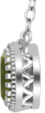 14K White Natural Peridot "August" 18" Birthstone Necklace