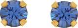 14K Yellow Gold Imitation Blue Sapphire Inverness® Piercing Stud Earrings  