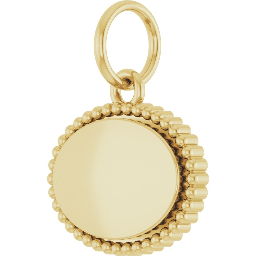 14K Yellow Gold Engravable Beaded Pendant