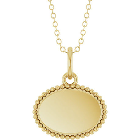 14K Yellow Gold Engravable Beaded 16" Necklace