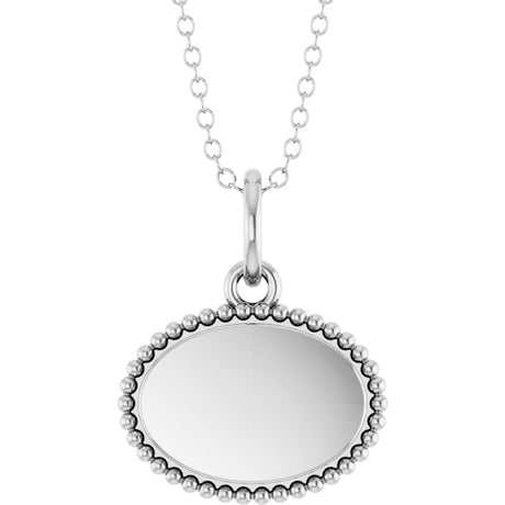 Sterling Silver Engravable Beaded 16" Necklace