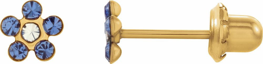 14K Yellow Imitation Blue Sapphire Inverness® Piercing Earrings