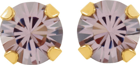 14K Yellow Gold Imitation Alexandrite Inverness® Piercing Stud Earrings  