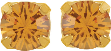 24K Gold-Plated Stainless Steel Imitation Citrine Inverness® Piercing Stud Earrings  