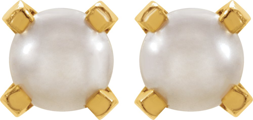 24K Gold-Washed Stainless Steel Imitation White Pearl Piercing Earrings