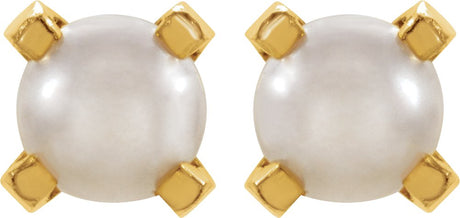 24K Gold-Washed Stainless Steel Imitation White Pearl Piercing Earrings