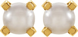 24K Gold-Plated Stainless Steel Imitation White Pearl Inverness® Piercing Earrings