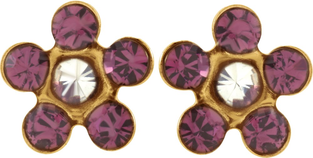 14K Yellow Imitation Amethyst Inverness® Piercing Earrings