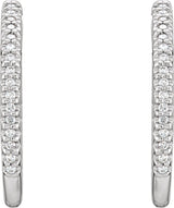 14K White Gold 1/2 CTW Natural Diamond Inside-Outside 22.5 mm Hoop Earrings