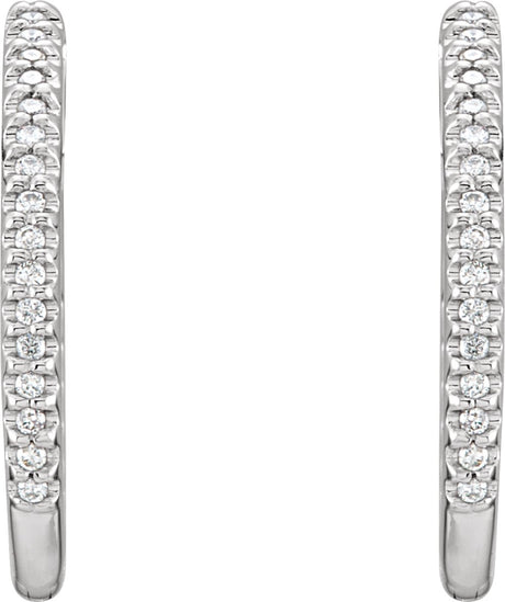 14K White Gold 1/2 CTW Natural Diamond Inside-Outside 22.5 mm Hoop Earrings