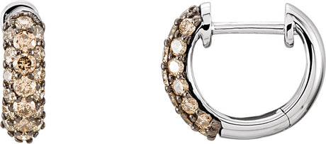 14K White Gold 5/8 CTW Natural Brown Diamond 11 mm Hoop Earrings