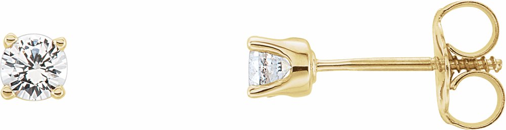 14K Yellow Gold Imitation Diamond Youth Earrings