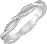 14K White Gold 3.28 mm Woven-Design Comfort-Fit Band Size 7