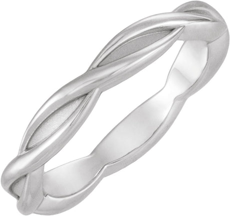 14K White Gold 3.28 mm Woven-Design Comfort-Fit Band Size 7
