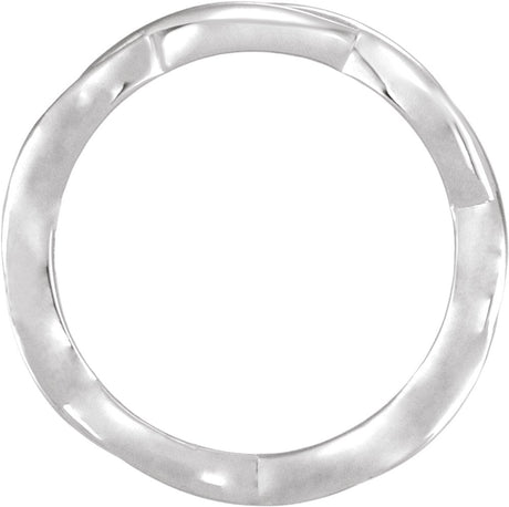 14K White Gold 3.28 mm Woven-Design Comfort-Fit Band Size 7