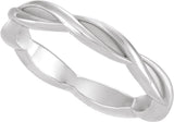 14K White Gold 3.28 mm Woven-Design Comfort-Fit Band Size 7