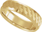 14K Yellow Gold 6 mm Diagonal Grooved Comfort-Fit Half Round Band Size 10