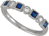 14K White Gold 1/5 CTW Natural Diamond & Natural Blue Sapphire Anniversary Band 