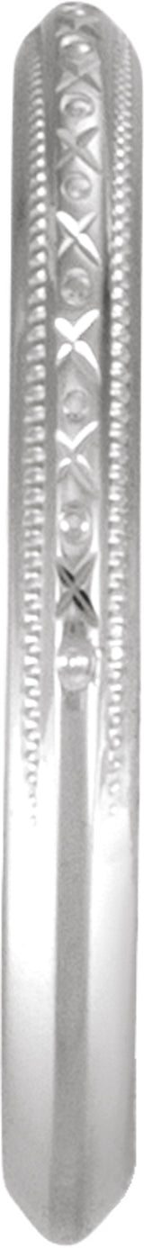 14K White Gold 2 mm Milgrain Geometric Band Size 5