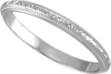 14K White Gold 2 mm Milgrain Geometric Band Size 5