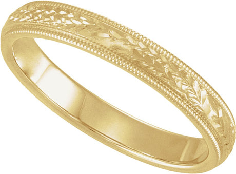 14K Yellow Gold 5 mm Hand-Engraved Band Size 10