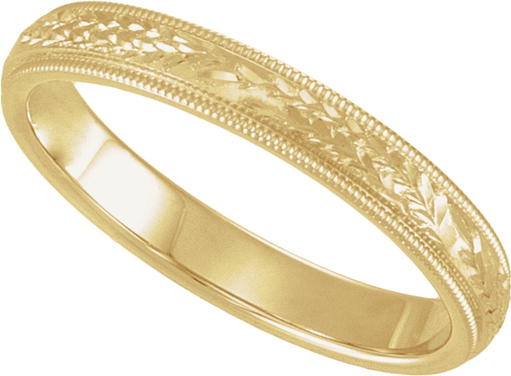 14K Yellow Gold 5 mm Hand-Engraved Band Size 10