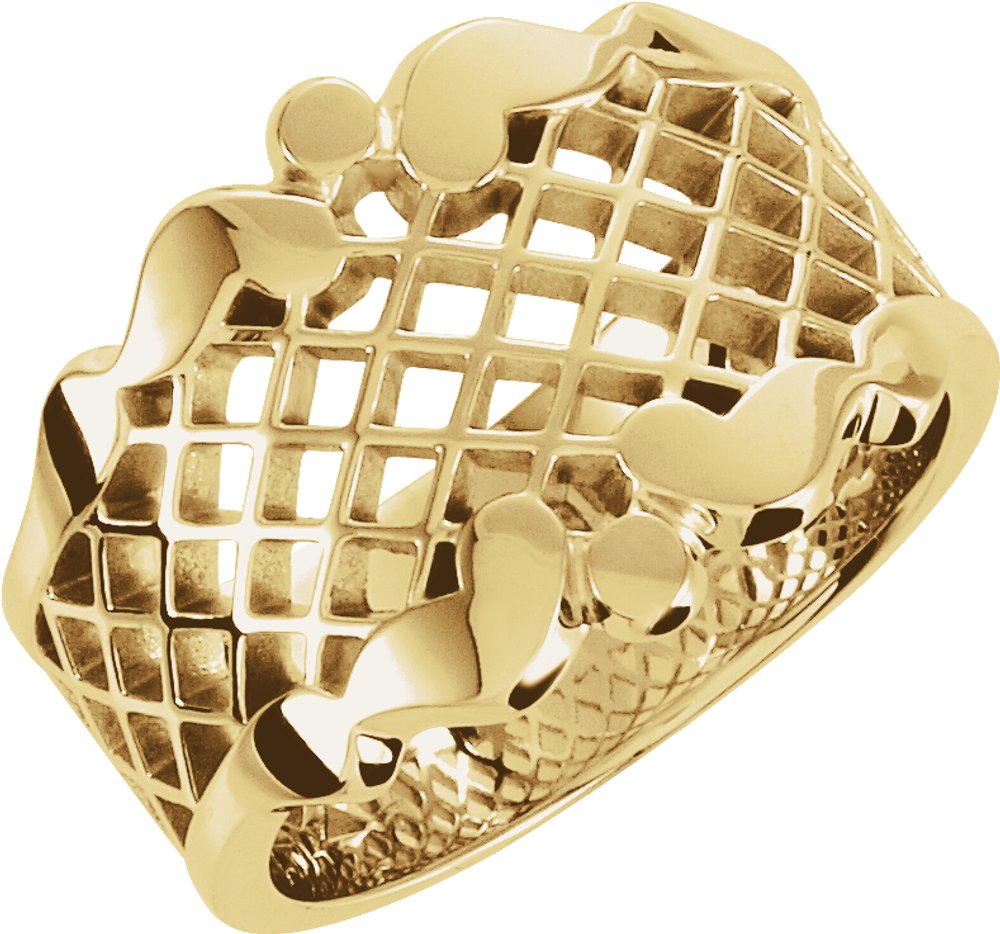 14K Yellow 14.5 mm Latticework Ring