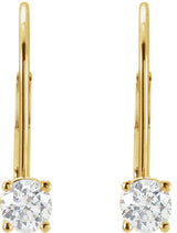 14K Yellow Gold 1/2 CT Natural Diamond Earrings
