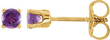 14K Yellow Imitation Amethyst Youth Earrings