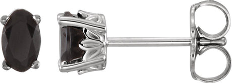 14K White Gold Natural Black Onyx Earrings